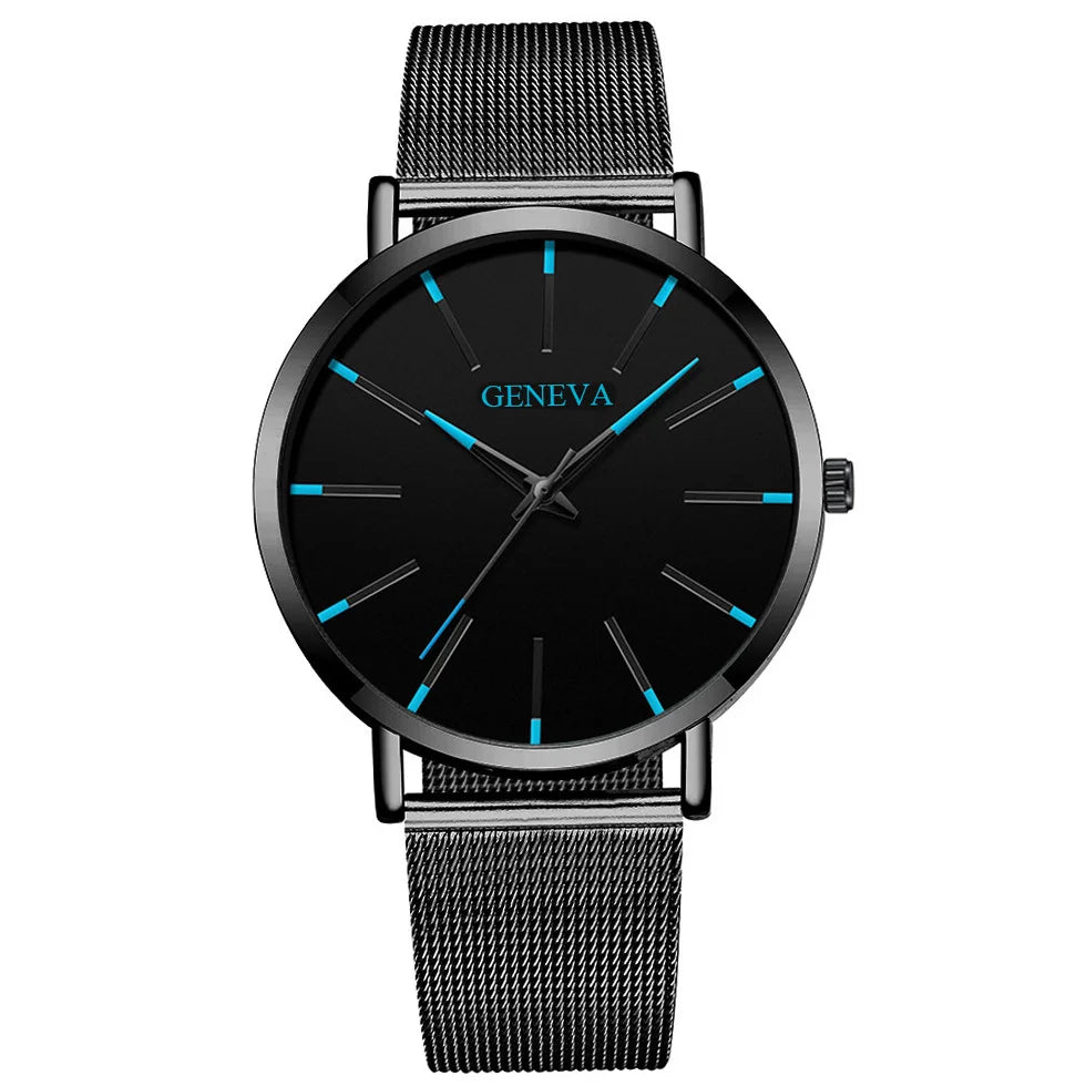Top Brand Fashion Minimalist Ultra-thin Watch Men's Business Stainless Steel Strap Steel Mesh Quartz Watch Relogio Masculino