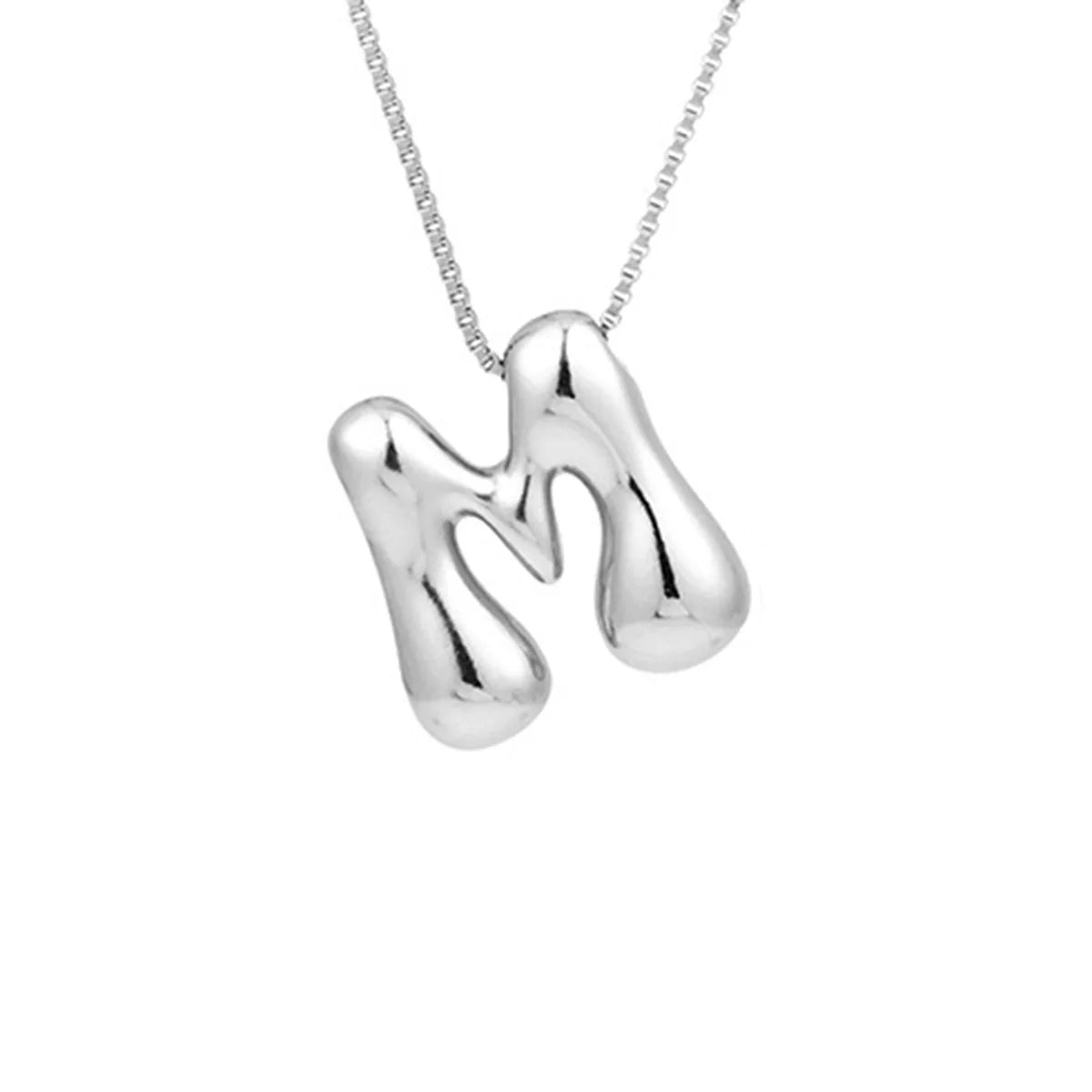 Creative A-Z Balloon Bubble Letter pendant Necklace for Women Silver Plated Chunky Initial Necklaces Jewelry Birthday Gift