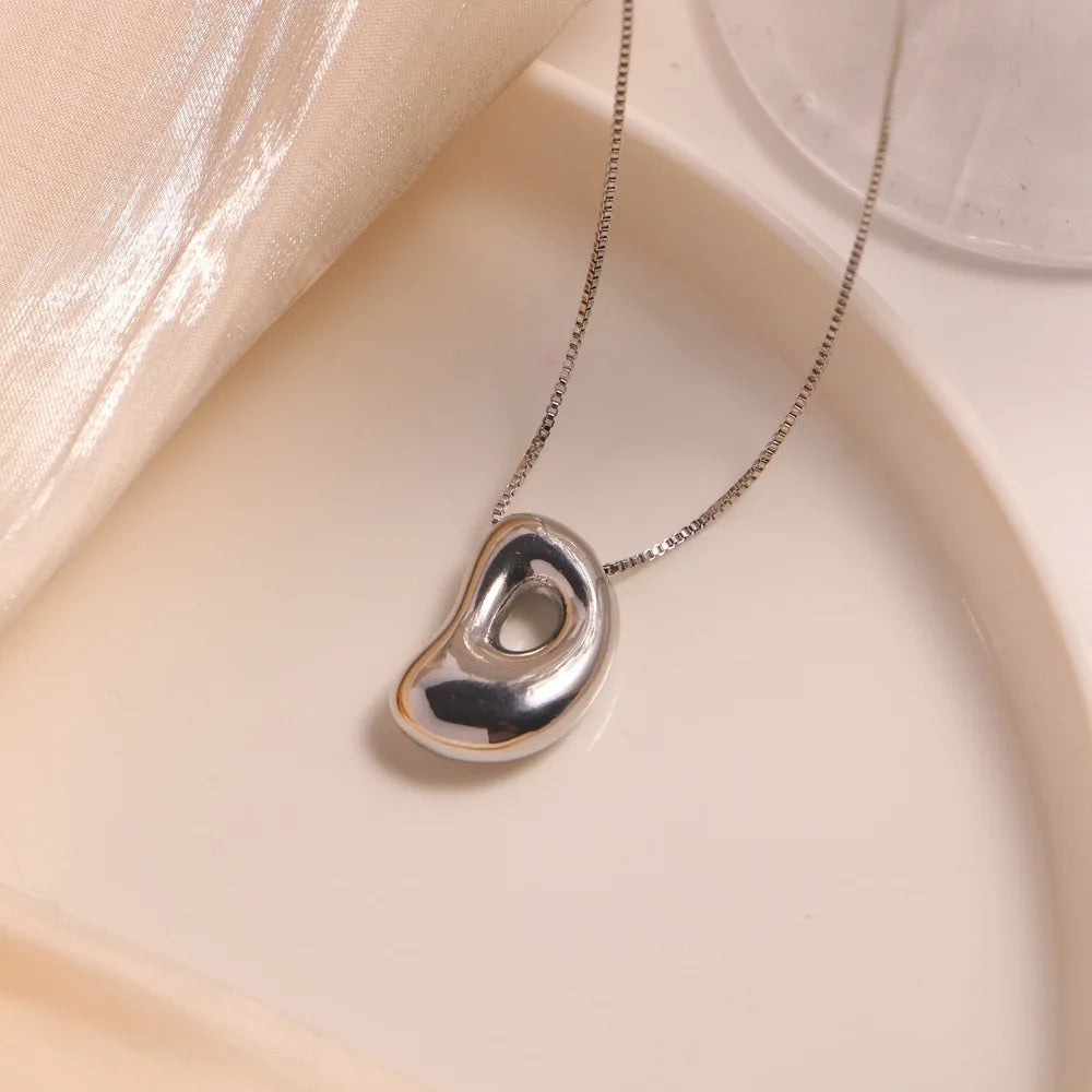 Creative A-Z Balloon Bubble Letter pendant Necklace for Women Silver Plated Chunky Initial Necklaces Jewelry Birthday Gift