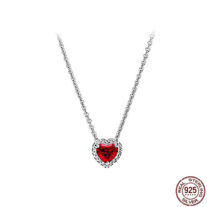 New 925 sterling silver classic dazzling heart-shaped multi circular pendant necklace fits design original charm beaded DIY gift