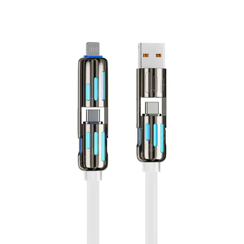 Type C,USB,lightning-Max 240W Fast Charging for iPhone 16/15, iPad and Data Sync MFISH 4-in-1 Multi-Function USB Charging Cable