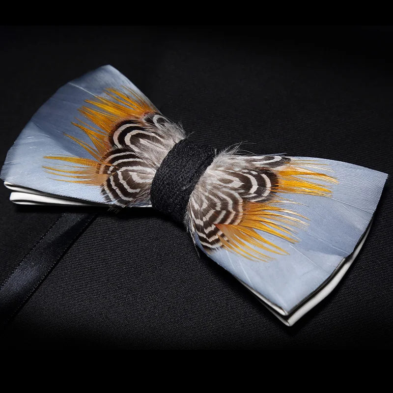 JEMYGINS New Design Men's Wedding Bow Tie Fashion Handmade Feather BowTie Gift for Birthday Party Men Bow Tie Suit Accessories