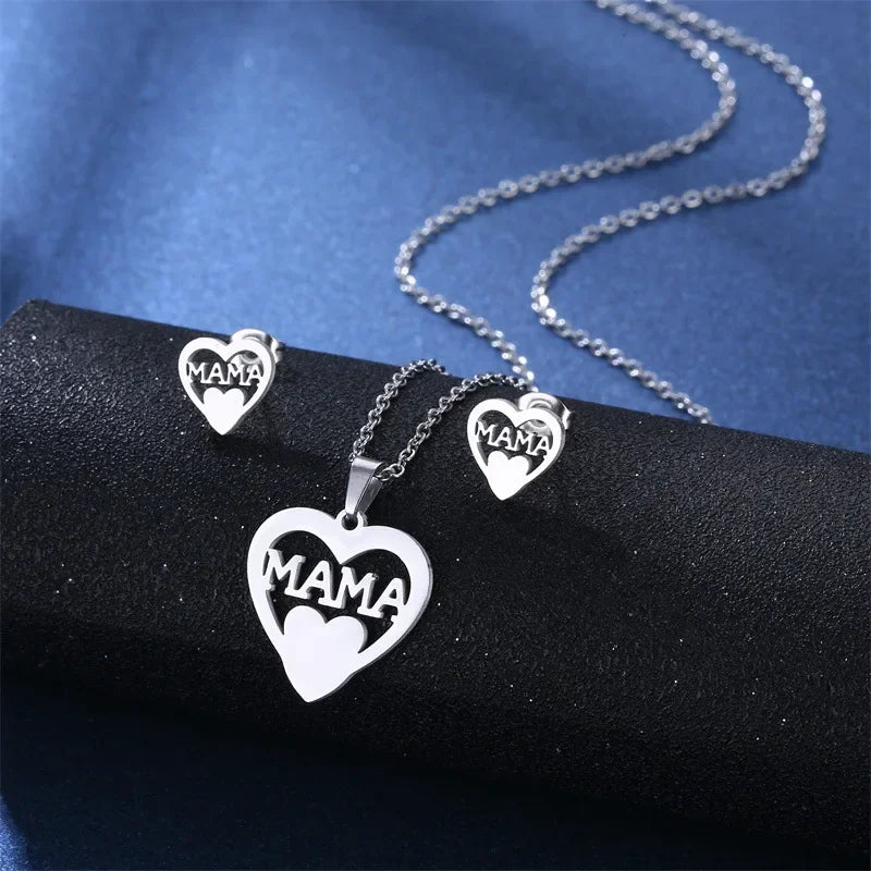 Mama Letter Pendant Necklace For Women Mom Mother's Day Clavicle Chain Choker Stainless Steel Jewelry Minimal Gift