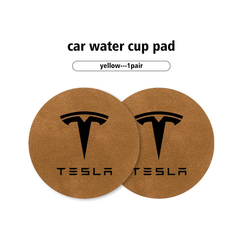 Universal 2pcs Car Cup Pad 7cm Anti-Slip Coaster Bottle Holder For Tesla Model 3 Y S X Roadster Bonina Coil