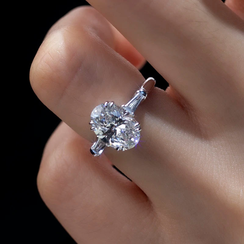 Messi Jewelry IGI Lab Grown Diamond Rings 1.8ct Oval 18k Gold Ring Engagement Wedding Band Classic
