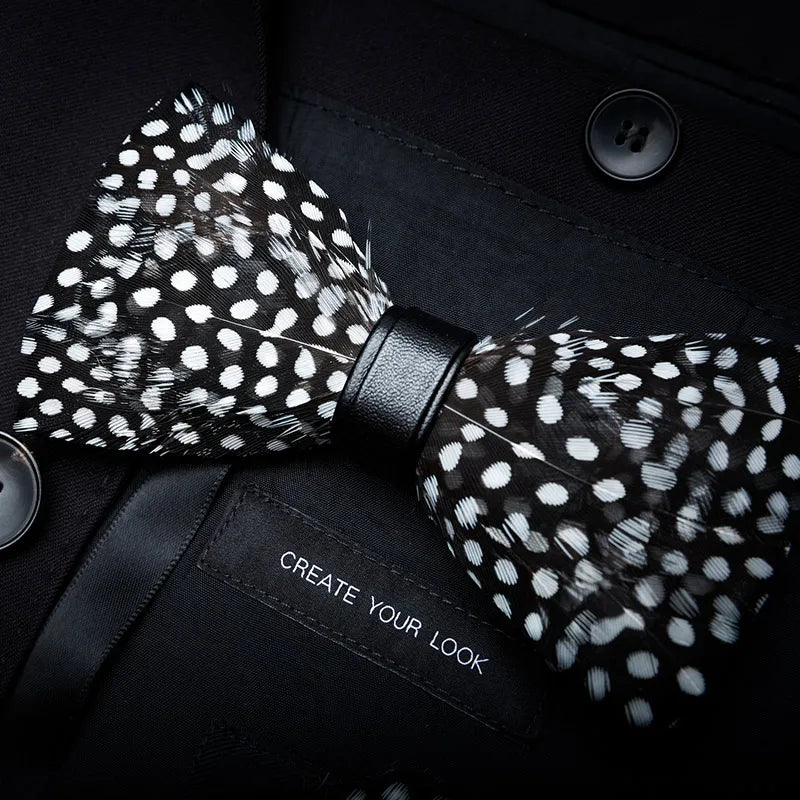 JEMYGINS New Design Men's Wedding Bow Tie Fashion Handmade Feather BowTie Gift for Birthday Party Men Bow Tie Suit Accessories