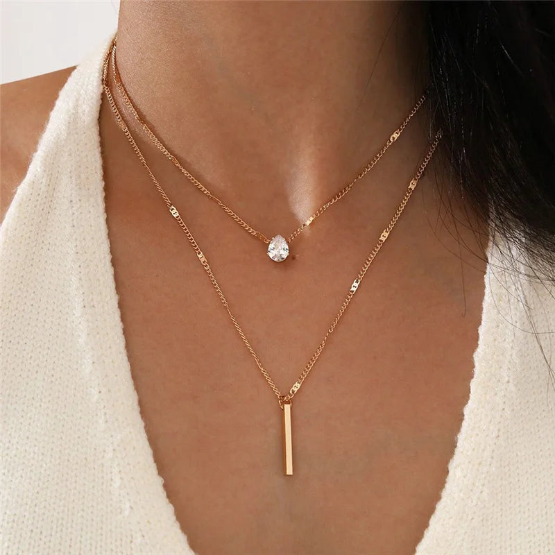 Vintage Double Round Charm Layered Necklace Women's Jewelry Layered Accessories for Girls Gifts Bohemian Fashion Pendant 2023