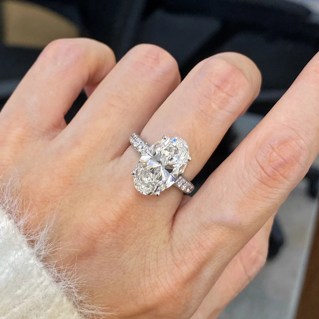AJ2024 Lab Diamonds Ring White Diamonds Oval Shape 5.78ct F VS2 G18K White Gold Lab Diamonds Jewelries
