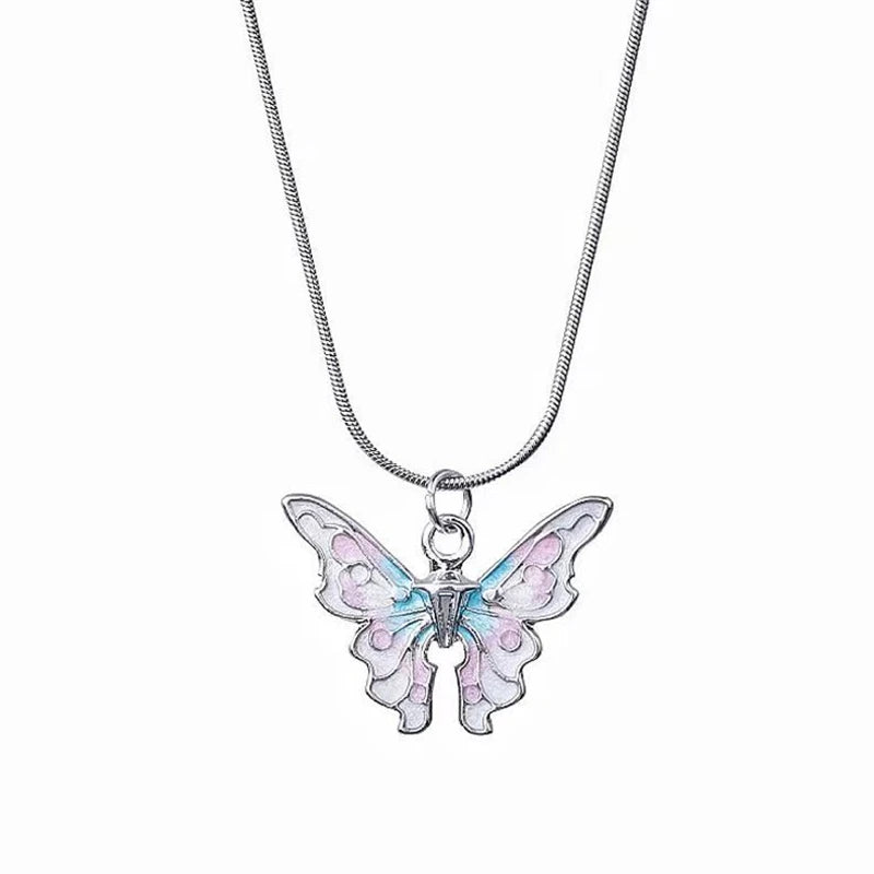 Korean Fashion Sweet Cool Flower Star Butterfly Pendant Necklaces for Women Vintage Elegant Snake Chains Necklace Y2K Jewelry