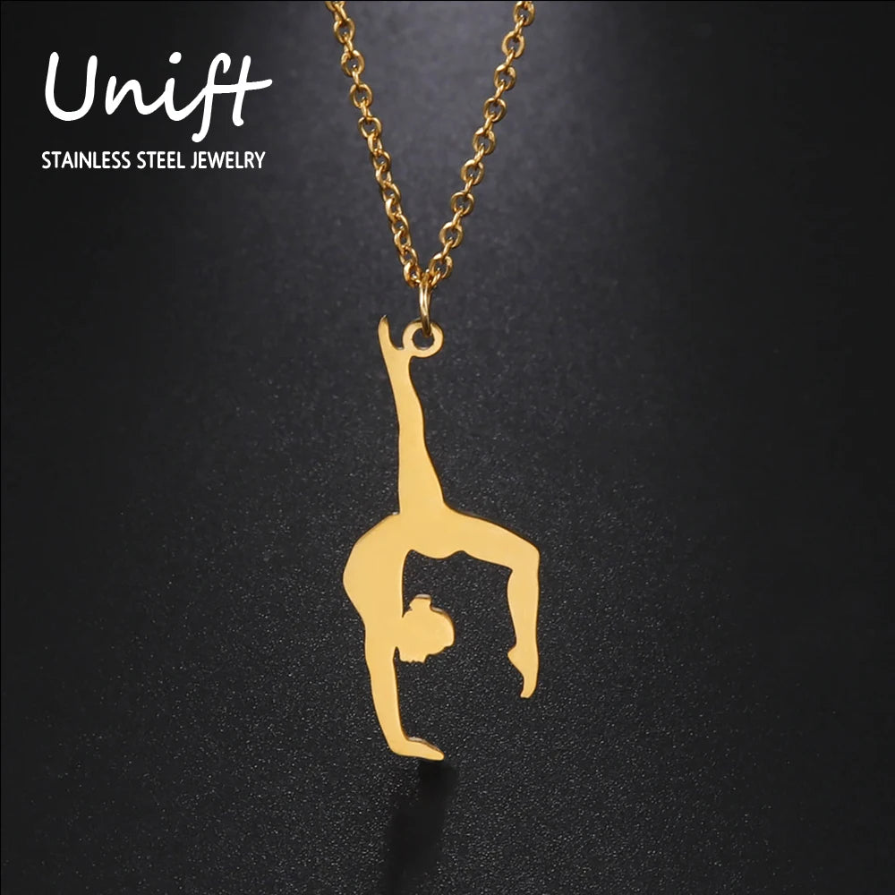 Rhythmic Gymnastics Necklace Women Trend 2025 Gymnast Stainless Steel Jewelry BFF Dancer Girl Sport Accessories Mother Day