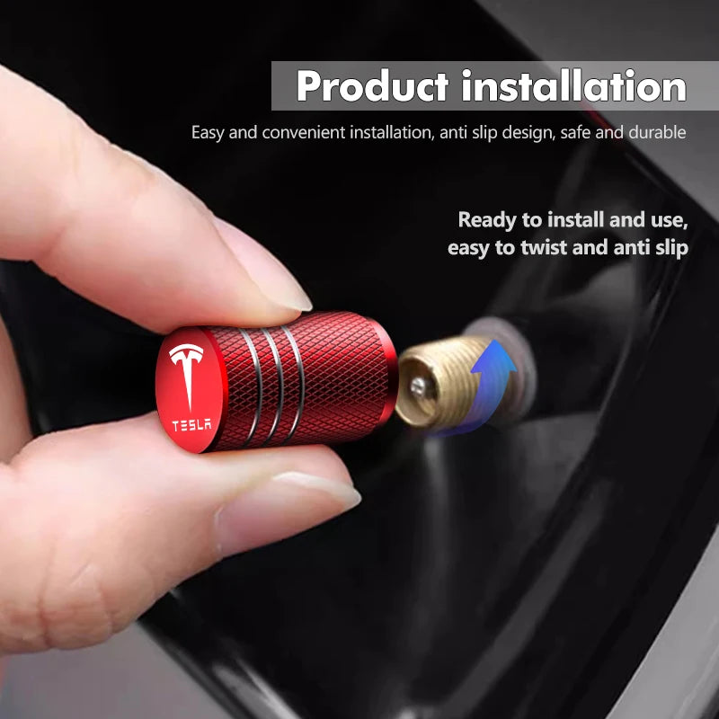 Aluminum Alloy Car Wheel Tire Valve Cap Tyre Rim Stem Cover For Tesla Model 3 Y S X Roadster