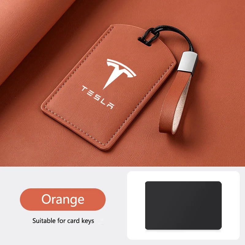 Leather Car Smart NFC Card Key Case Fob Cover Protector Shell For Tesla Model 3 Model S Model X Model Y Keychain Accessories