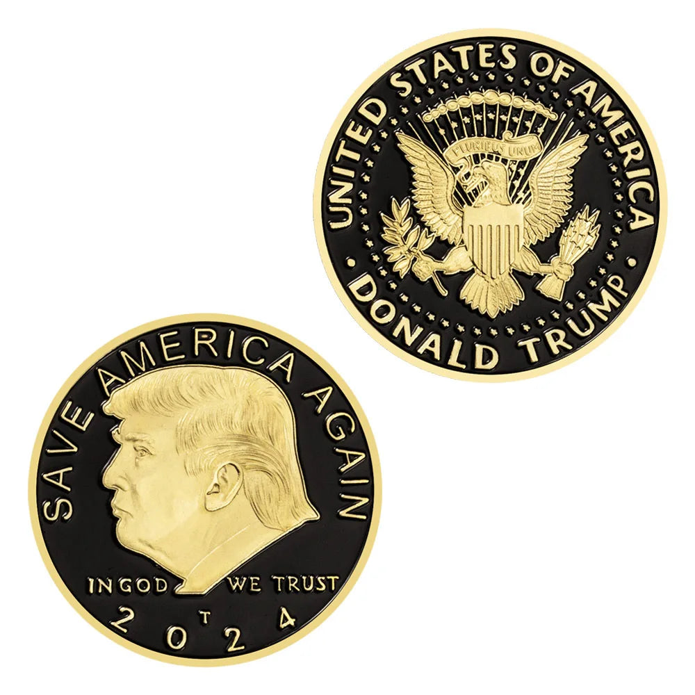 President of America Donald Trump 2024 Souvenir Coin Save America Again Trump Supporters Challenge Coin Gold Plated Coins gift