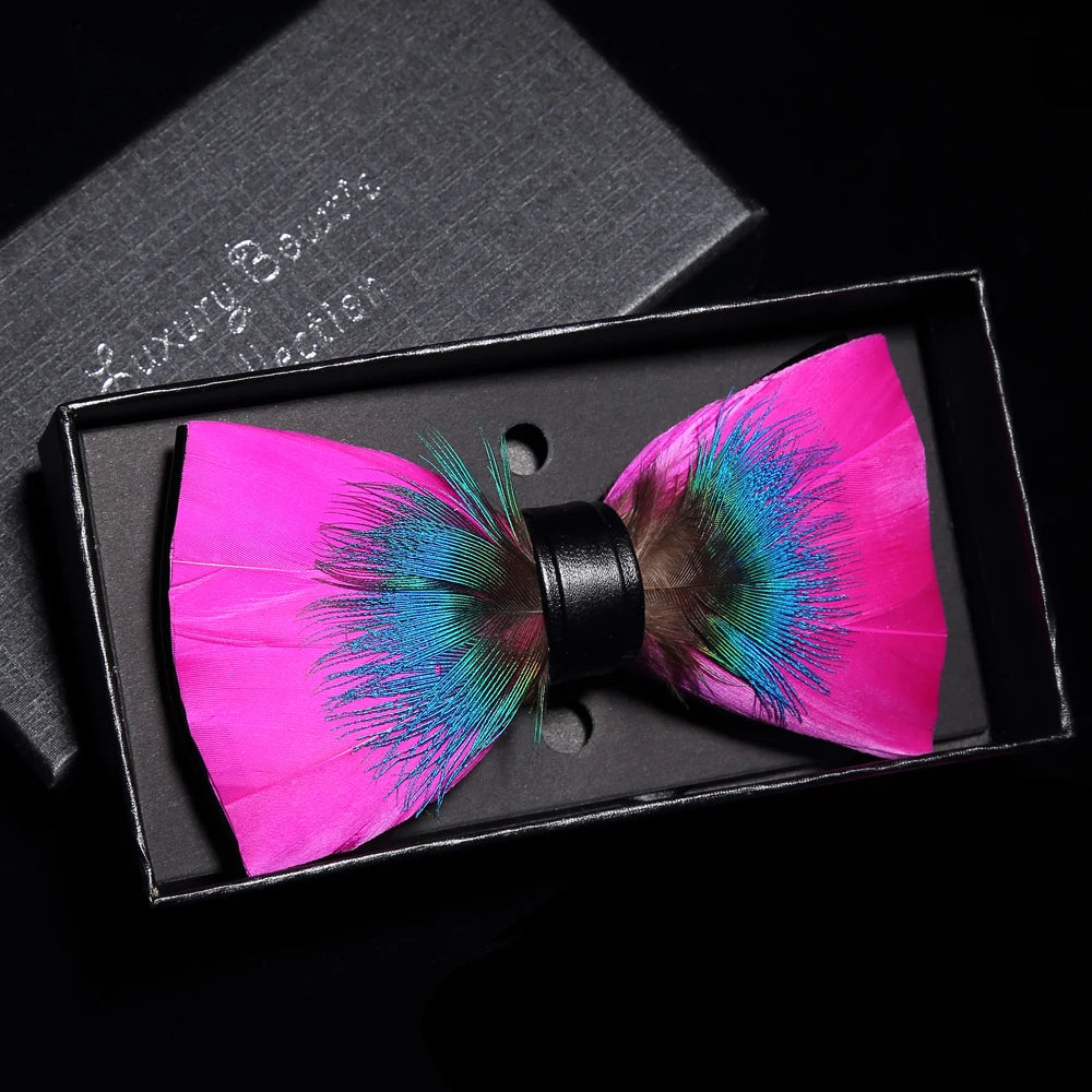 JEMYGINS New Design Men's Wedding Bow Tie Fashion Handmade Feather BowTie Gift for Birthday Party Men Bow Tie Suit Accessories