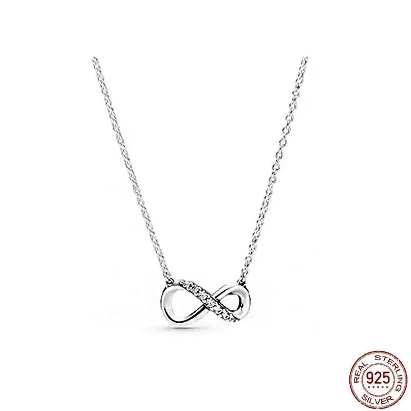 New 925 sterling silver classic dazzling heart-shaped multi circular pendant necklace fits design original charm beaded DIY gift