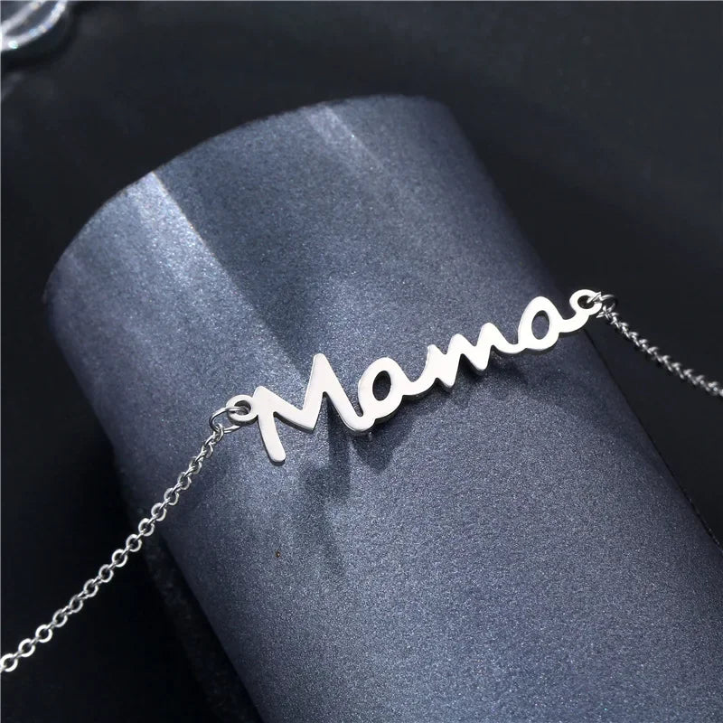 Mama Letter Pendant Necklace For Women Mom Mother's Day Clavicle Chain Choker Stainless Steel Jewelry Minimal Gift