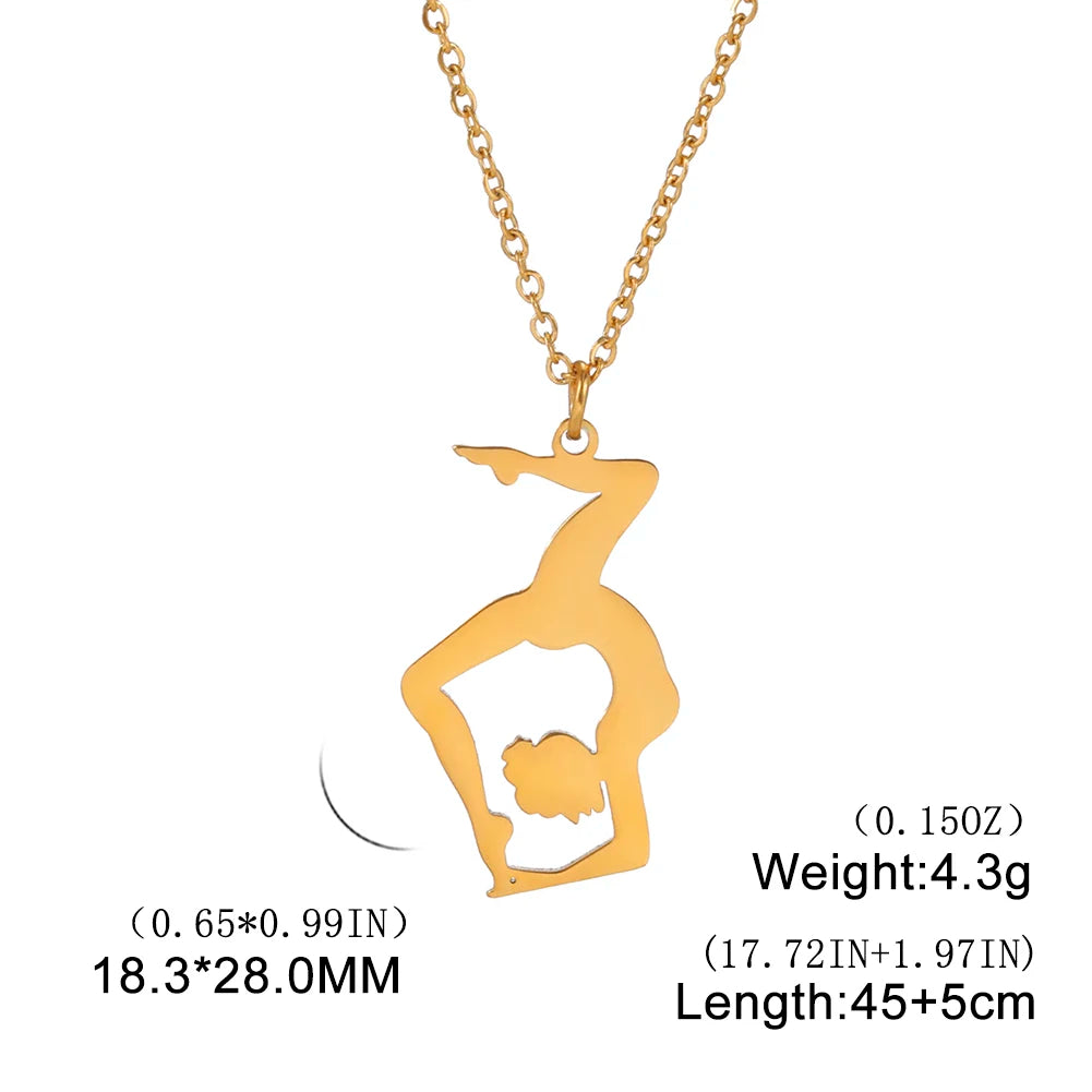 Rhythmic Gymnastics Necklace Women Trend 2025 Gymnast Stainless Steel Jewelry BFF Dancer Girl Sport Accessories Mother Day