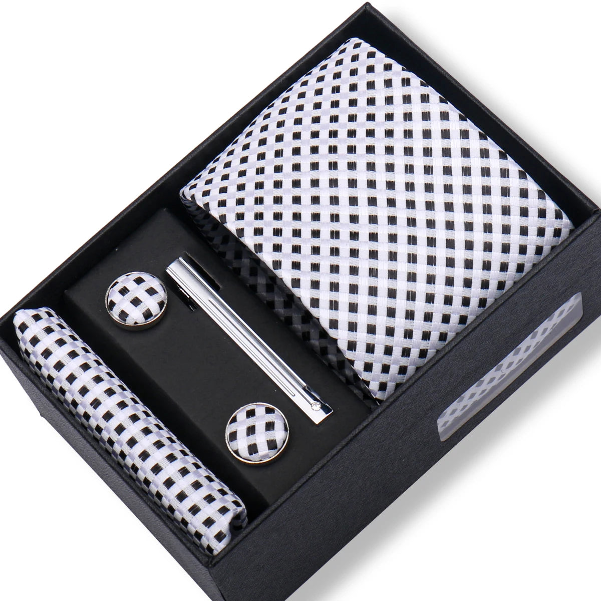 Fashion Elegant Men's Necktie Gift Box Striped Tie Handchief Cufflink Tie Clip 4 pcs Set Wedding Business Party Suit Accessories