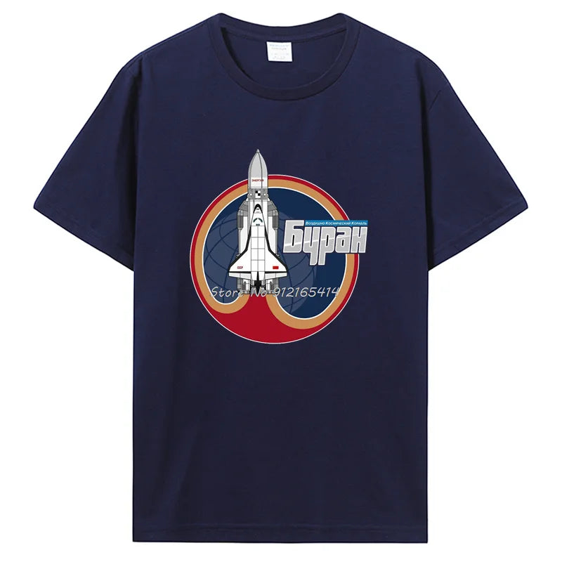 BURAN The Soviet Shuttle T-Shirt Men Top Quality Cotton Short Summer Sleeve Space Travel Occupy Mars 2026 Casual Shirt Loose