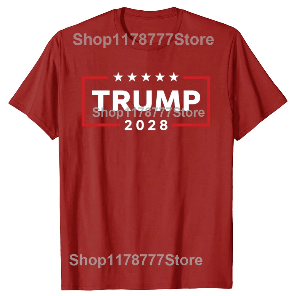 Donald Trump 2028 President American Flag Pro Trump Vintage T-Shirt Make America Great Tee Summer Men's Fashion Outfit