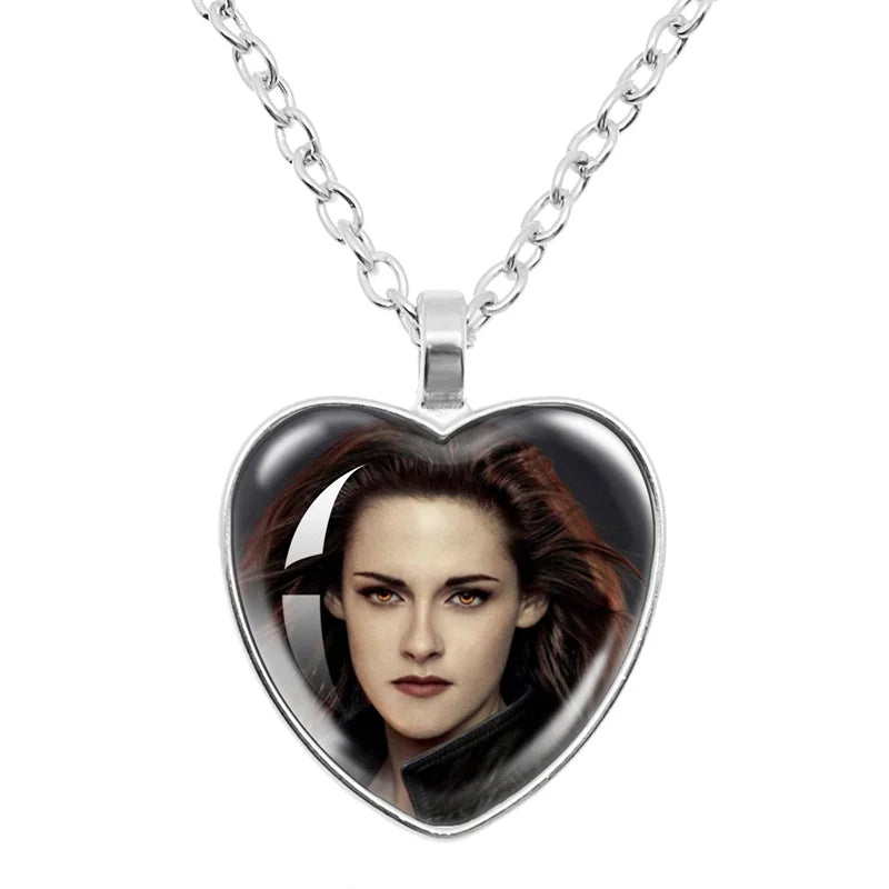Movie Bella Edward Jacob Renesmee Pendant Necklace Glass Cabochon Twilight Character Chain Girl Women Fashion Jewelry