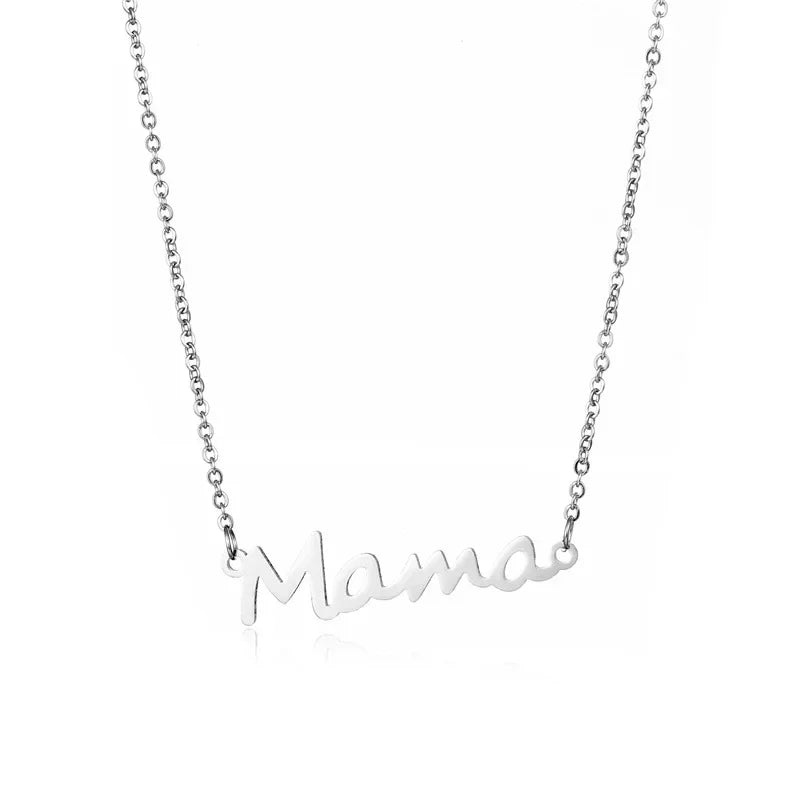 Mama Letter Pendant Necklace For Women Mom Mother's Day Clavicle Chain Choker Stainless Steel Jewelry Minimal Gift