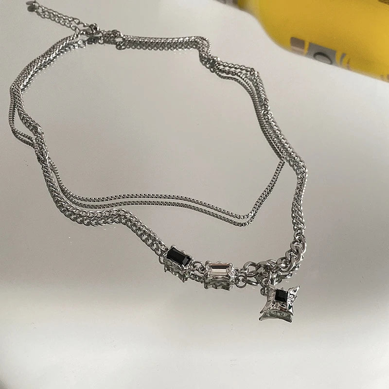 Kpop Cross Star Beaded Necklace for Men Unisex Hiphop Imitation Pearl Star Pendant Necklaces Women Y2K Punk Tassel Necklace