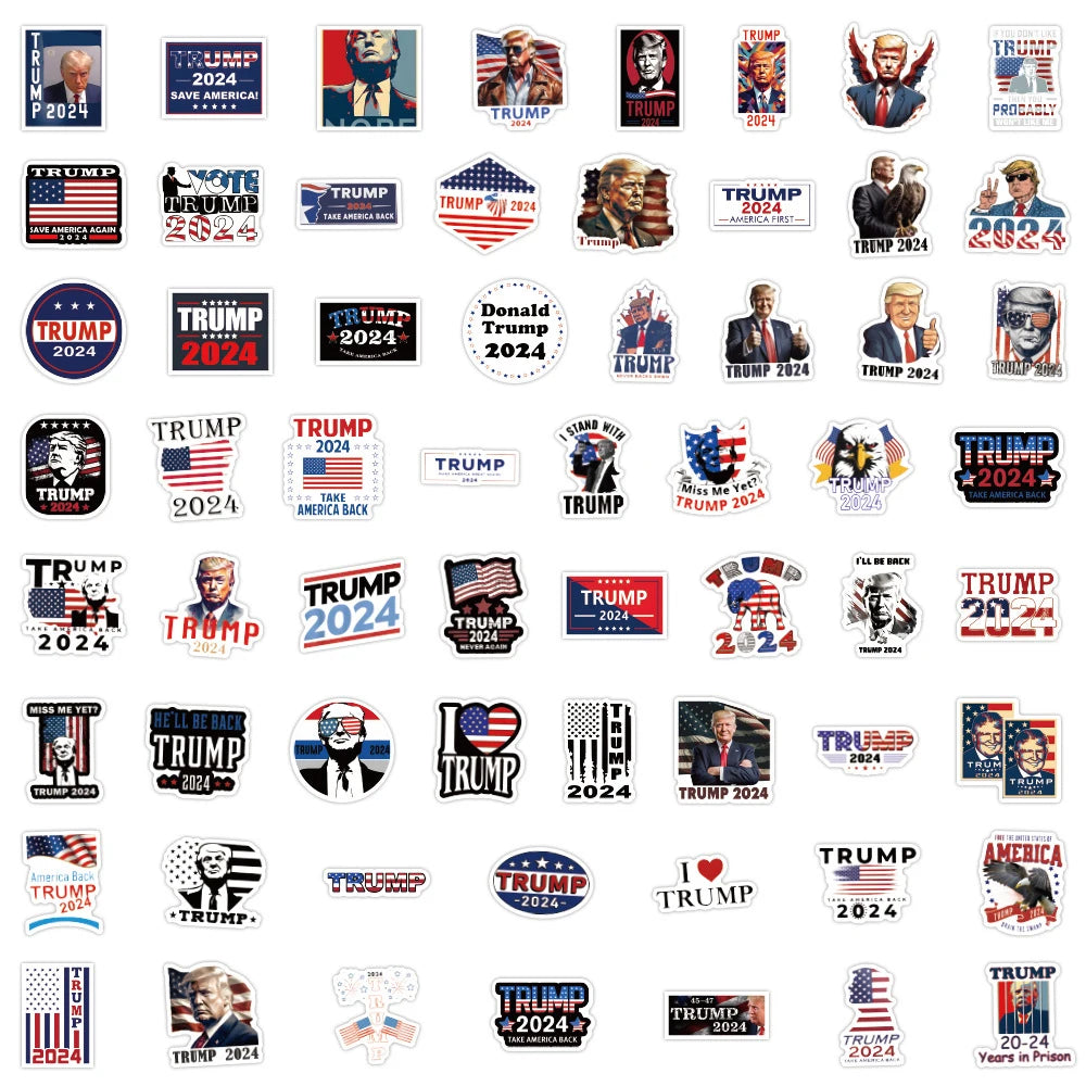 10/30/50/120pcs Funny Trump 2024 Stickers Stickers Cool Graffiti Sticker Phone Laptop Notebook Cartoon Waterproof DIY Decals Toy