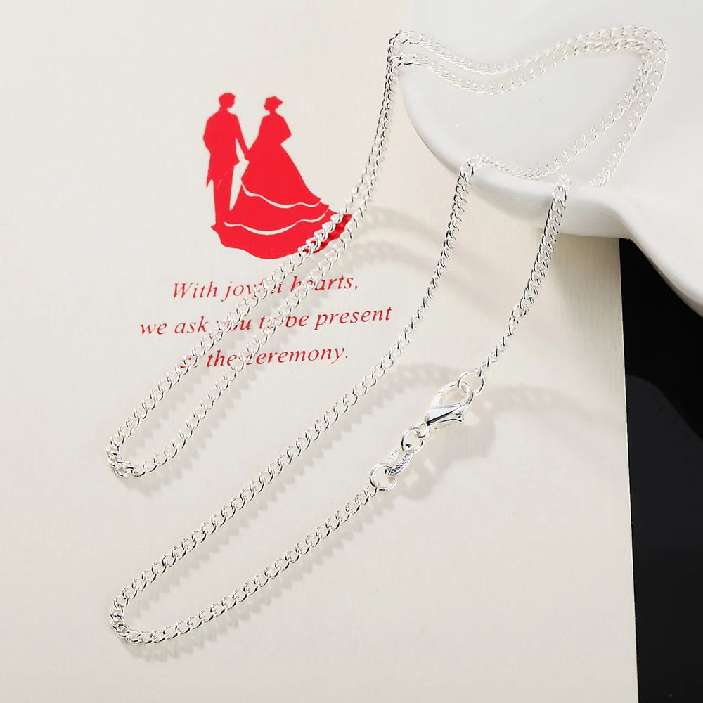 New 925 Sterling Silver Necklace 16/18/20/22/24/26/28/30 Inches 2MM String Chain For Women Men High Quality Jewelrys Gifts