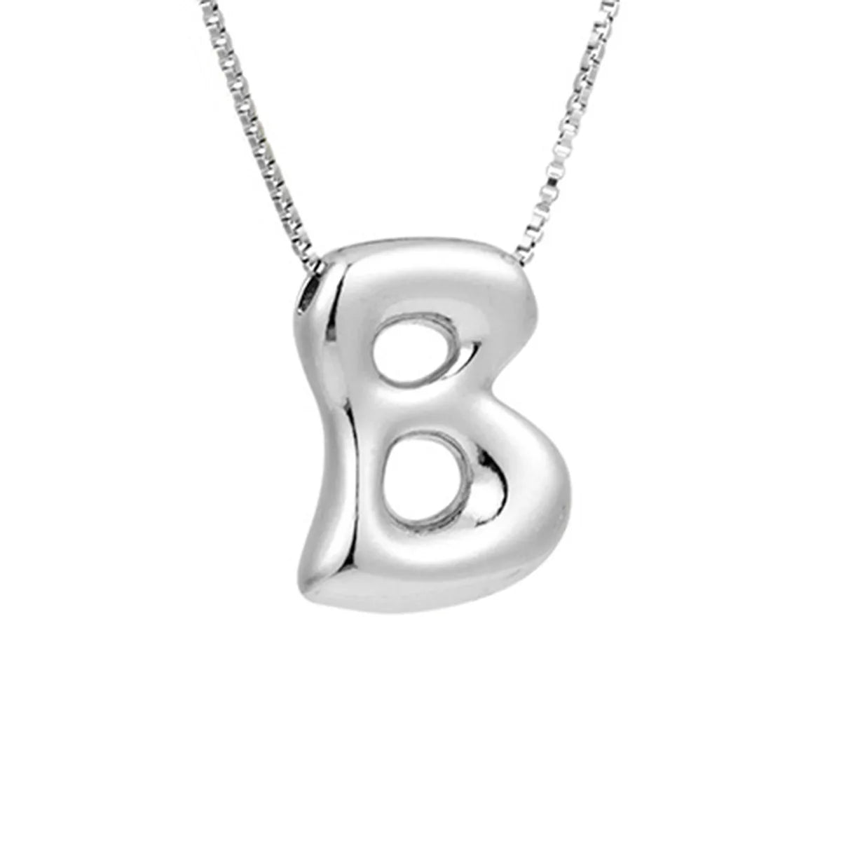 Creative A-Z Balloon Bubble Letter pendant Necklace for Women Silver Plated Chunky Initial Necklaces Jewelry Birthday Gift
