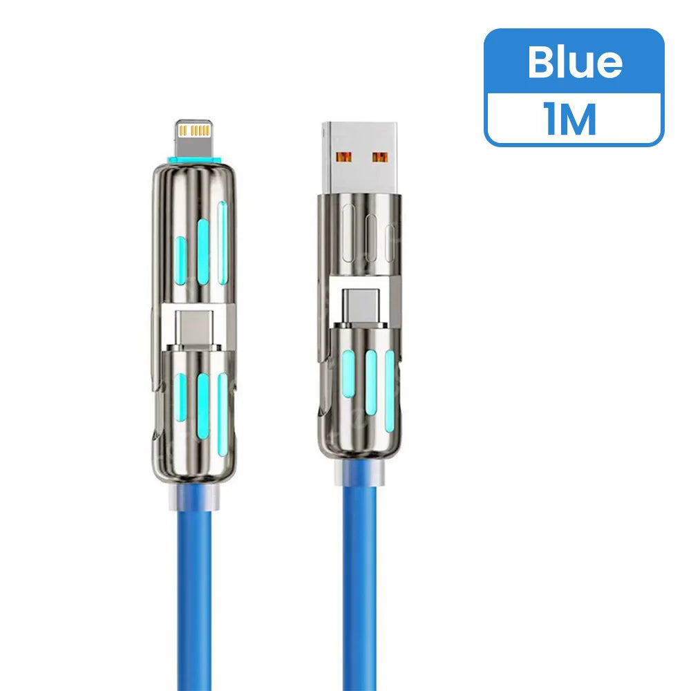 240W USB to Type C 4 in 1 Fast Charging Cable PD3.0 High Speed Data Transfer Charger Cable for iPhone 1514 Samsung Xiaomi HUAWEI