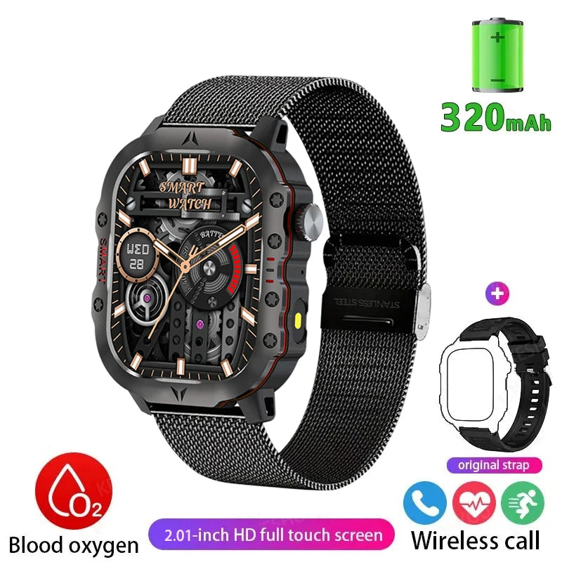 LAXASFIT Smart Watch Military Grade Toughness Bluetooth Voice Call LED Flashlight IP68 Waterproof Outdoor Sports Smart Watch