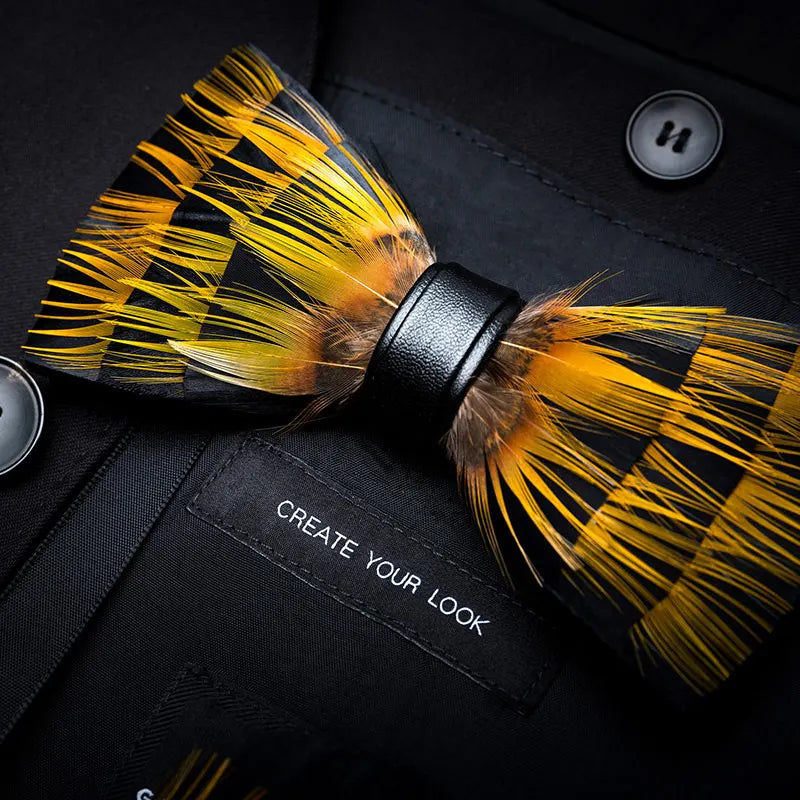 JEMYGINS New Design Men's Wedding Bow Tie Fashion Handmade Feather BowTie Gift for Birthday Party Men Bow Tie Suit Accessories