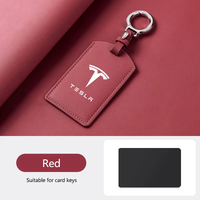Leather Car Smart NFC Card Key Case Fob Cover Protector Shell For Tesla Model 3 Model S Model X Model Y Keychain Accessories