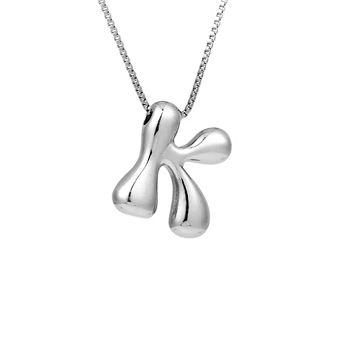 Creative A-Z Balloon Bubble Letter pendant Necklace for Women Silver Plated Chunky Initial Necklaces Jewelry Birthday Gift