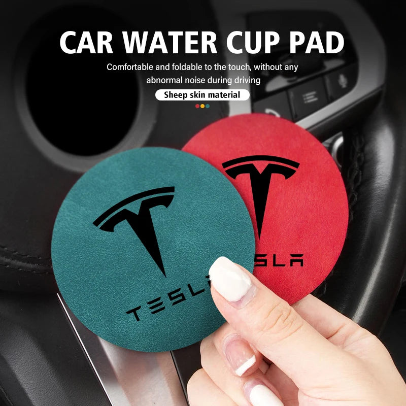 Universal 2pcs Car Cup Pad 7cm Anti-Slip Coaster Bottle Holder For Tesla Model 3 Y S X Roadster Bonina Coil