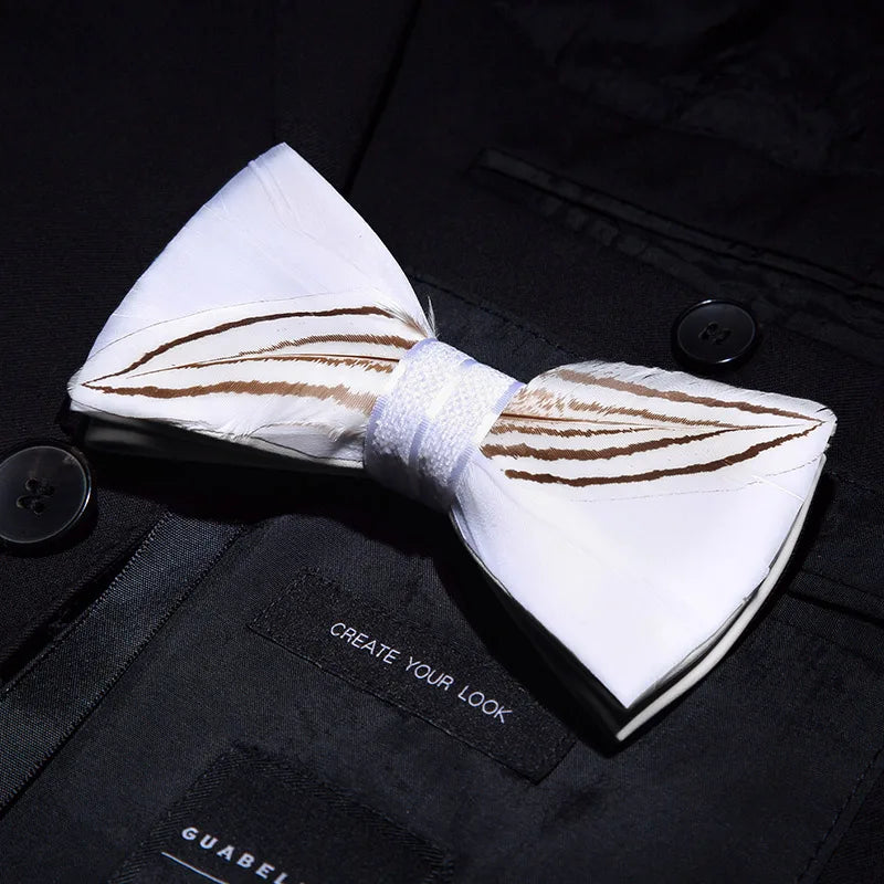 JEMYGINS New Design Men's Wedding Bow Tie Fashion Handmade Feather BowTie Gift for Birthday Party Men Bow Tie Suit Accessories
