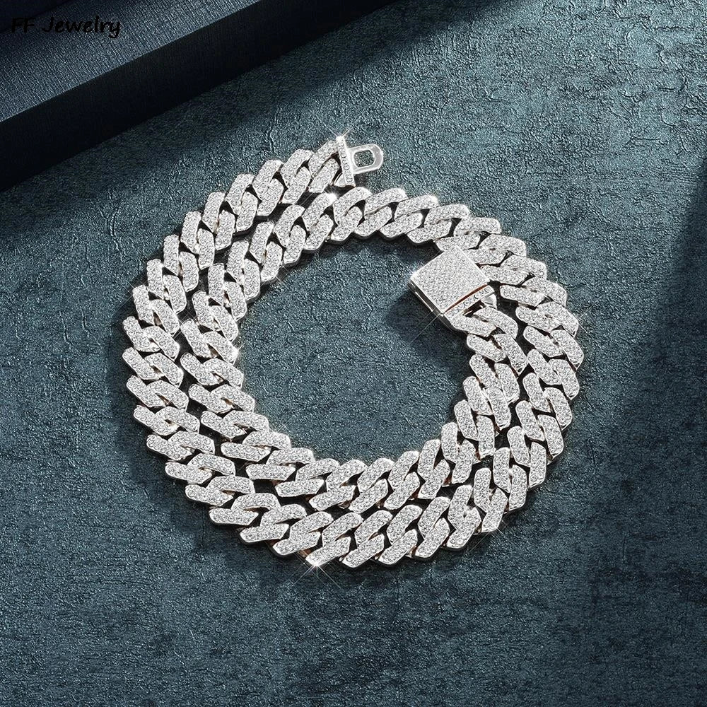 18/20/24inch Cuban Link Chain Hip Hop Men Necklace iced out paris chain 2 Row Rhinestone Paved Miami Rhombus Cuban men Necklace