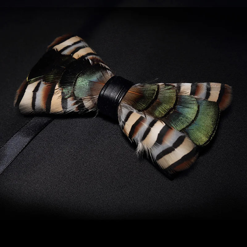 JEMYGINS New Design Men's Wedding Bow Tie Fashion Handmade Feather BowTie Gift for Birthday Party Men Bow Tie Suit Accessories