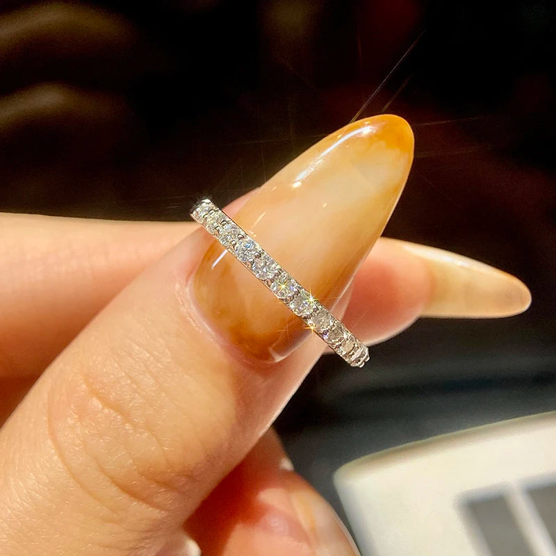 GRA Test Passed Moissanite Ring Matching Wedding Diamond Band for Women 925 Sterling Silver Female Crown Single Tail Ring Jewelr