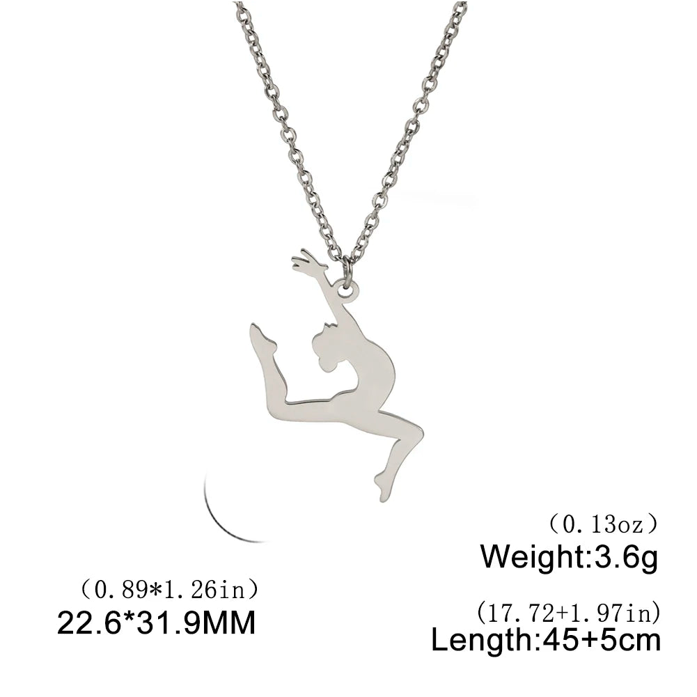 Rhythmic Gymnastics Necklace Women Trend 2025 Gymnast Stainless Steel Jewelry BFF Dancer Girl Sport Accessories Mother Day