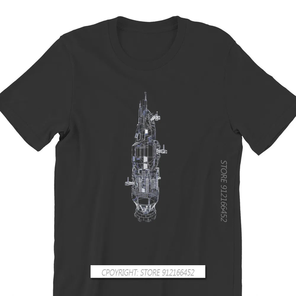 Rocinante Technical Blueprint TShirt The Expanse TV New Design Gift Idea T Shirt For Men CCCP Rocket Mars Graphic T-shirts