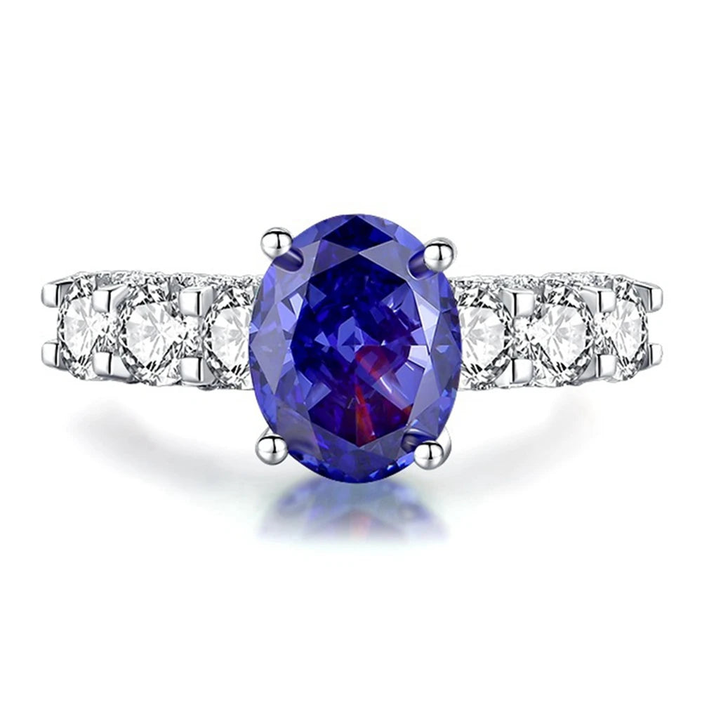 Vinregem 4 CT Oval Padparadscha High Carbon Diamond Gemstone 100% 925 Sterling Silver Wedding Engagement Ring Fine Jewelry Gifts