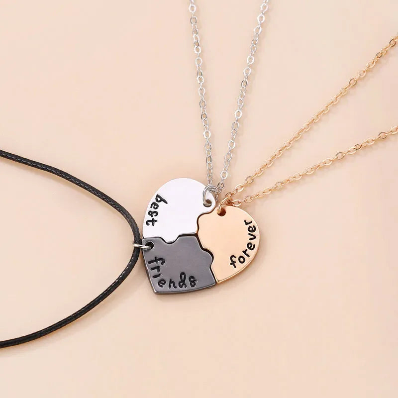 Lovecryst 3Pcs/set Sun Moon Star Pendant Necklace Best Friend Bff Friendship Couple Necklace Fashion Jewelry