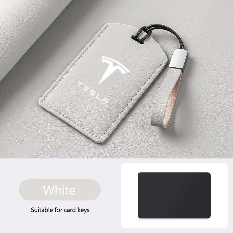 Leather Car Smart NFC Card Key Case Fob Cover Protector Shell For Tesla Model 3 Model S Model X Model Y Keychain Accessories