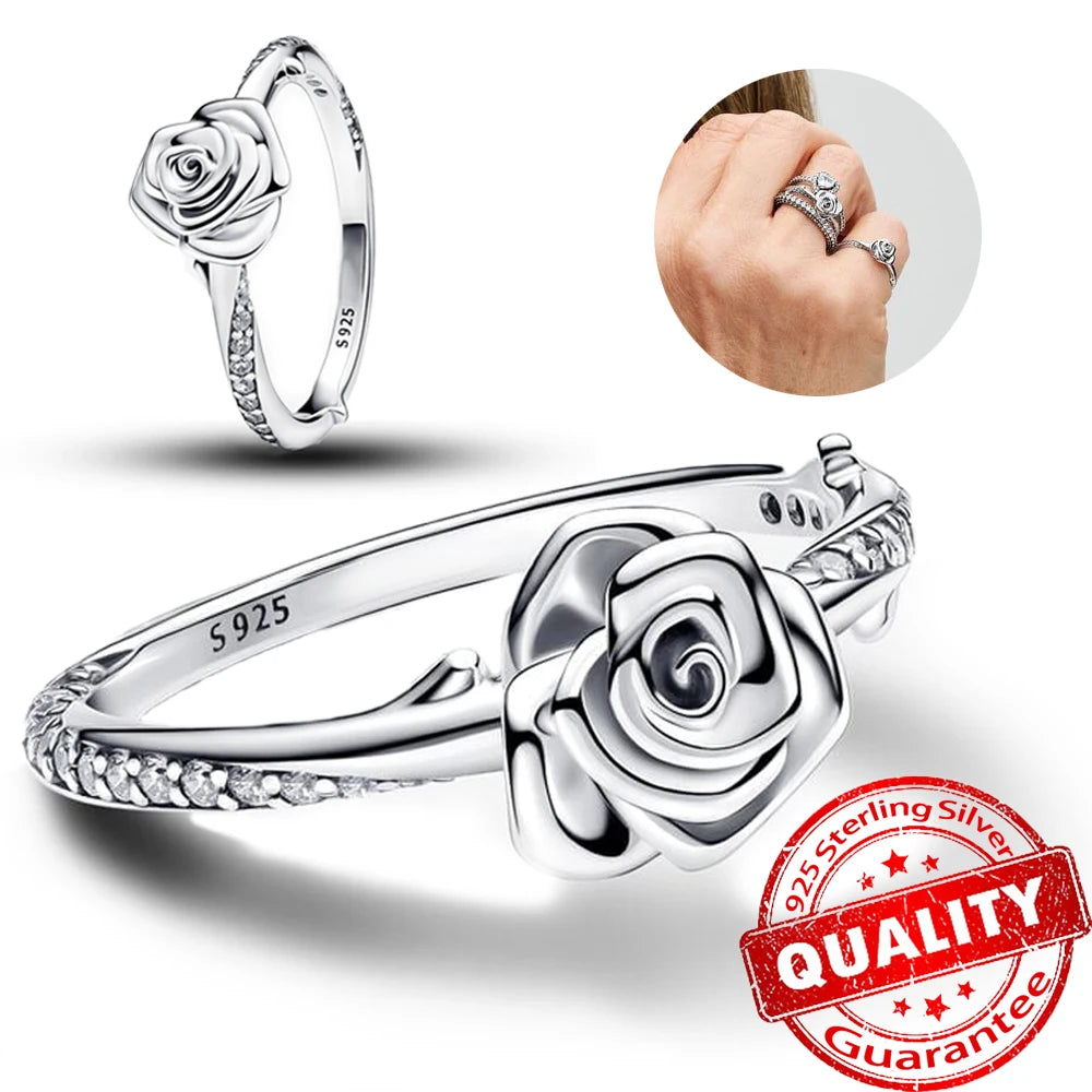 Sparkling Black Row Eternity Diamond Ring 925 Sterling Silver Freshwater Cultured Pearls Finger Open Ring for Women Jewelry Gift