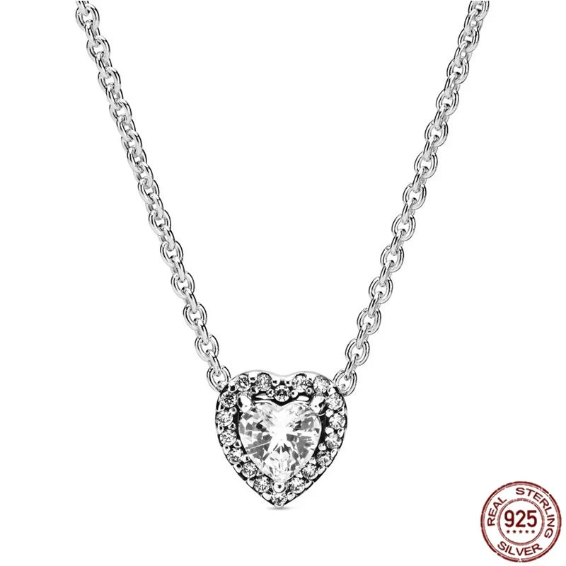 New 925 sterling silver classic dazzling heart-shaped multi circular pendant necklace fits design original charm beaded DIY gift