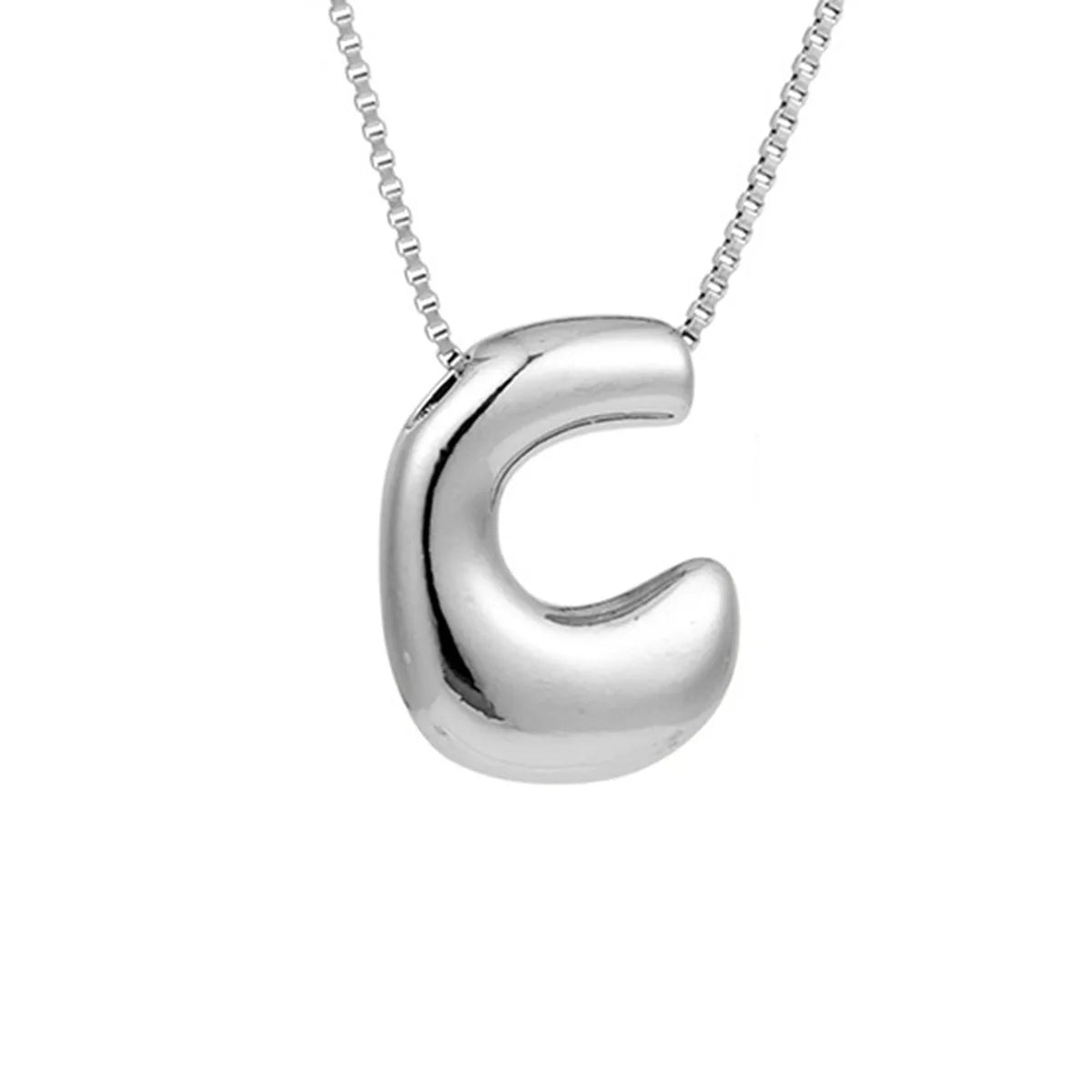 Creative A-Z Balloon Bubble Letter pendant Necklace for Women Silver Plated Chunky Initial Necklaces Jewelry Birthday Gift