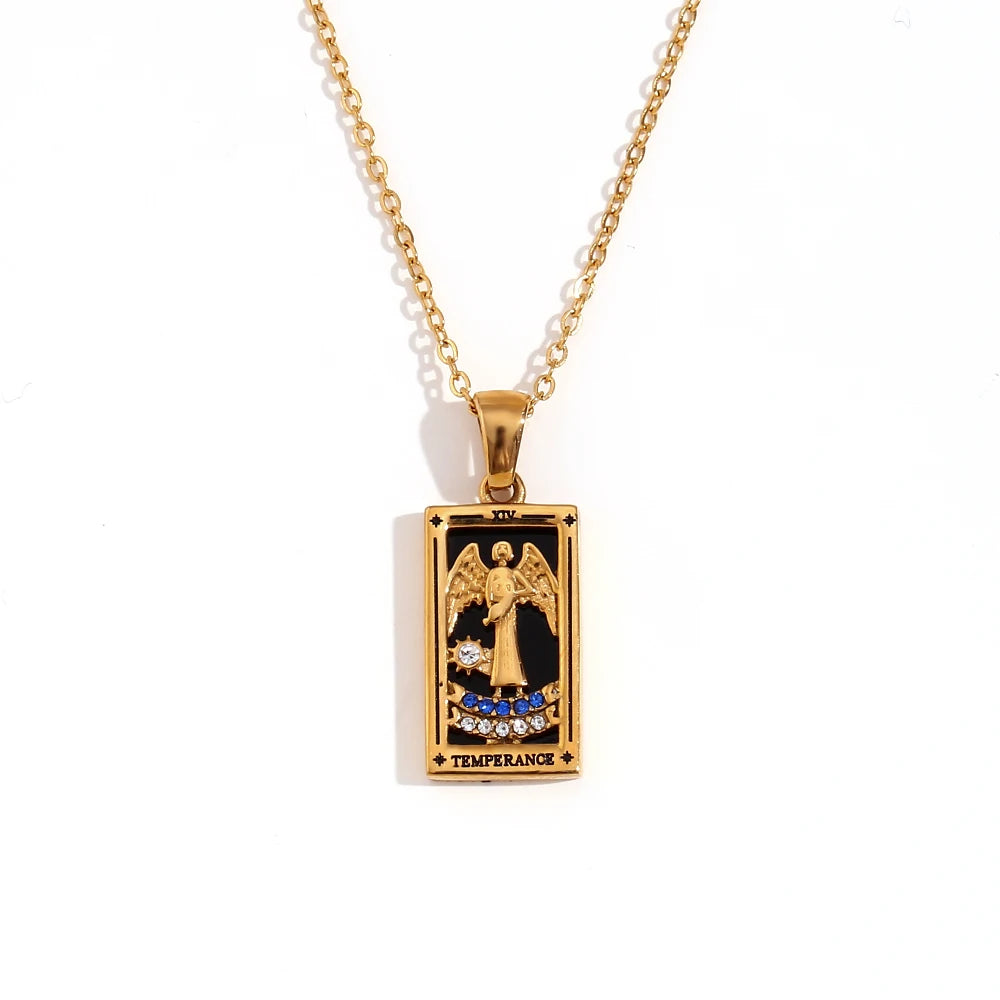 E.B.belle Original New Tarot Queen Lover Magician Moon Necklace Tarnish Free Stainless Steel Jewelry 18K Gold Plated Decoration