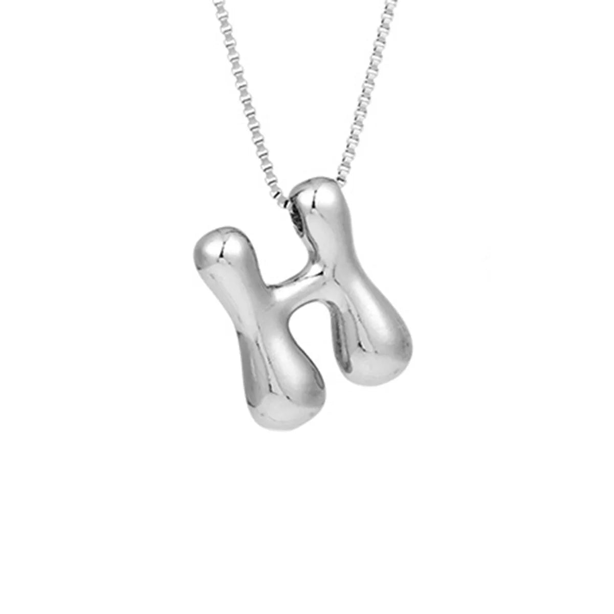 Creative A-Z Balloon Bubble Letter pendant Necklace for Women Silver Plated Chunky Initial Necklaces Jewelry Birthday Gift